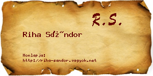Riha Sándor névjegykártya